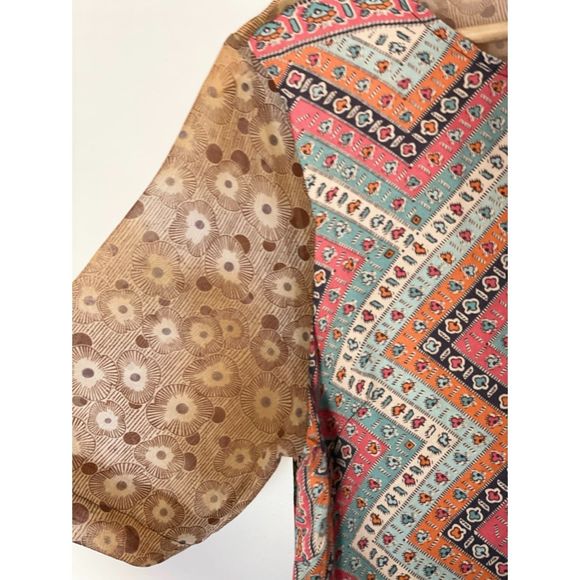 TINY Anthropologie Mixed Print Boho Floral Dress Size XS- Small b142 - Picture 10 of 12